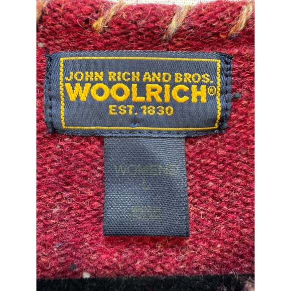 Woolrich Womens Wool Sweater L Ruby 100% Wool Long Sleeve Two Front Pockets - Picture 2 of 12